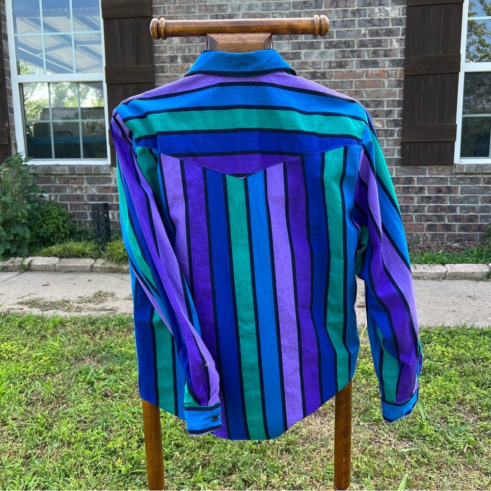 VINTAGE Roper button down shirt, peacock